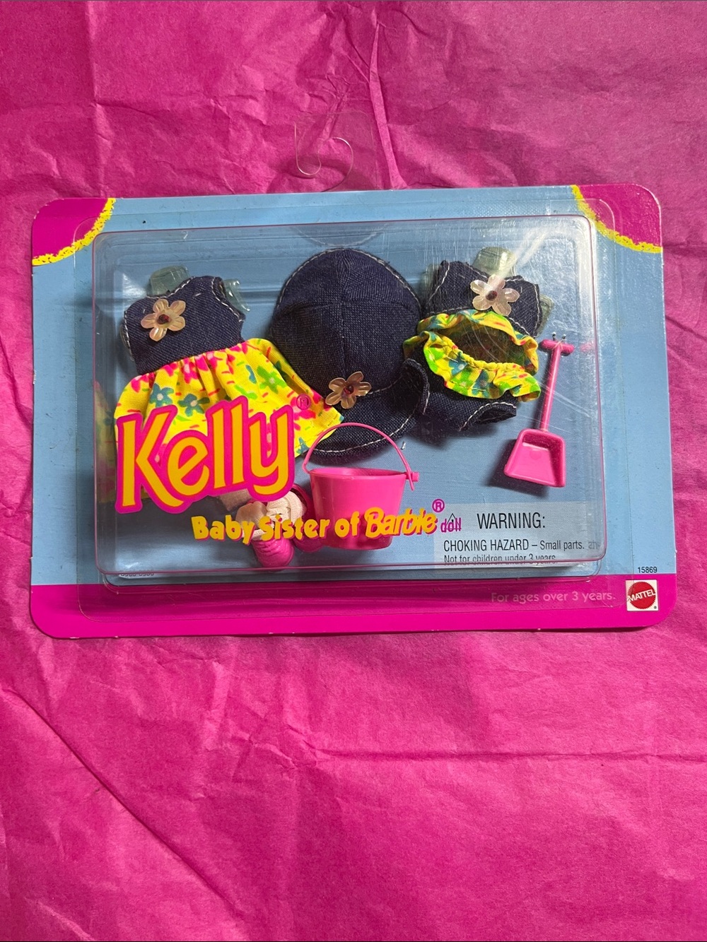 Mattel 1996 Kelly Baby Sister of Barbie - denim beach set